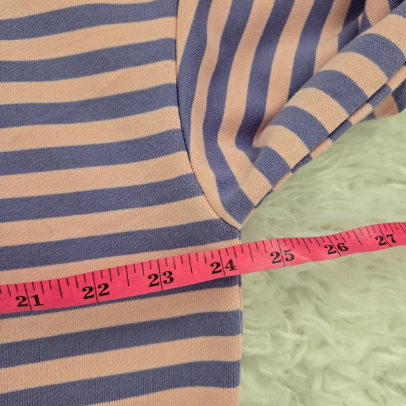 UEU Oversized Lagenlook Striped Crewneck Pullover Sweatshirt. Pink Purple Stripe - Picture 6 of 9
